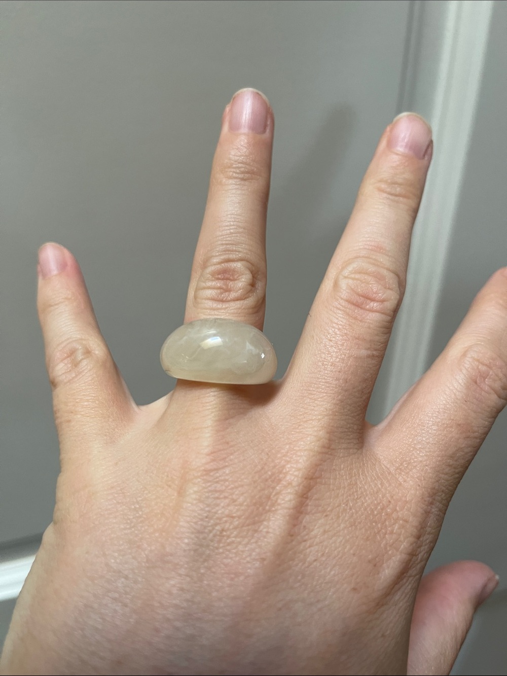 Cream plastic Dome Statement Ring - Women Jewelry